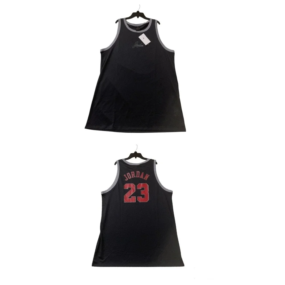 Jordan Womens Mesh Jersey Dress XL Black Grey Red 23 Graphic Sleeveless New - Picture 12 of 12